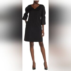 Lafayette 148 New York Black Riley 3/4 Sleeve Shift Dress